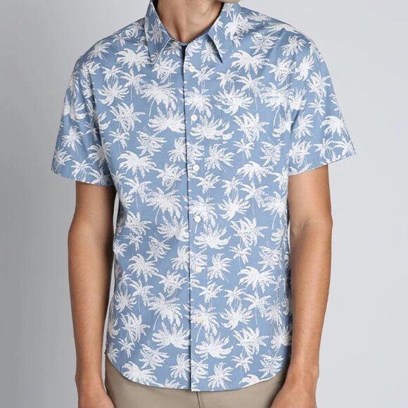 Jachs Other - 🆑Jach's Stretch Short Sleeve Shirt Blue Palm Tree Size Large